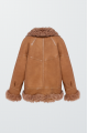 Brown suede double-sided sheepskin coat made of natural sheepskin