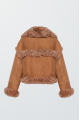 Short brown suede sheepskin coat