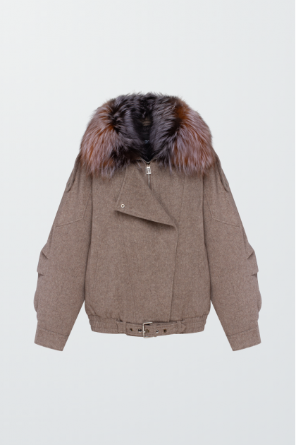 Brown coat with fox fur
