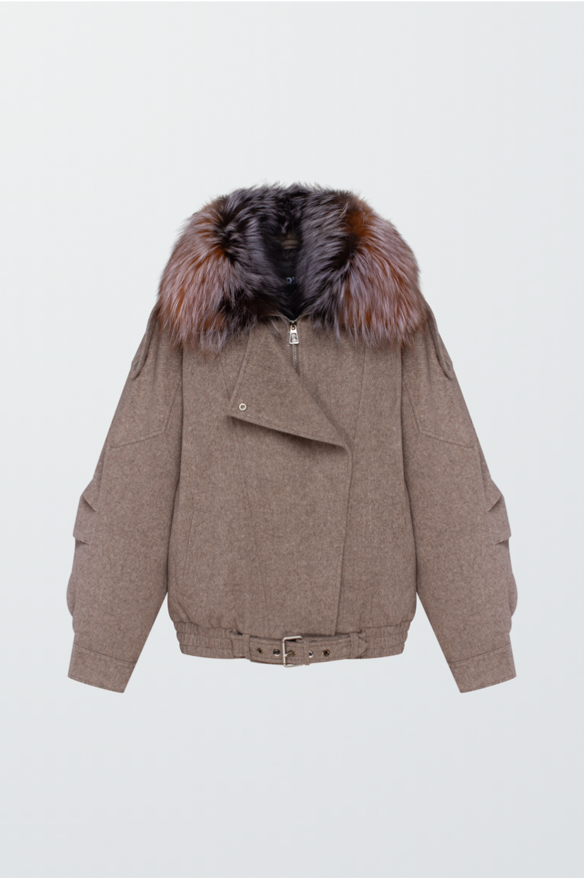 Brown coat with fox fur