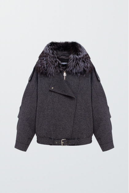 Dark gray coat with fox fur