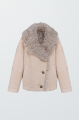 Stylish beige suede sheepskin coat