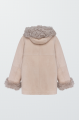 Beige suede sheepskin coat with hood