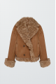 Reversible suede sheepskin coat in camel color