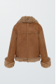 Reversible suede sheepskin coat in camel color