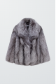Stylish gray fox fur coat