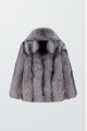 Stylish gray fox fur coat
