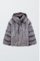 Women's gray fur coat made of black fox