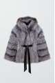 Women's gray fur coat made of black fox