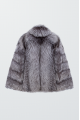Women's gray fur coat made of black fox