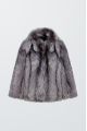 Stylish gray fur coat made of black fox