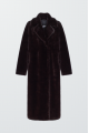 Long chocolate-colored coat made of eco-friendly mink fur