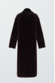 Long chocolate-colored coat made of eco-friendly mink fur