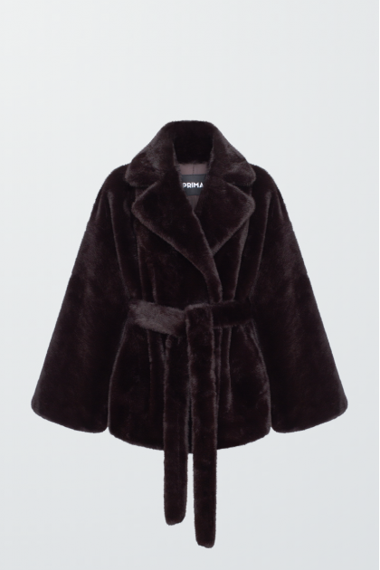 Chocolate-colored coat made of eco-friendly mink fur