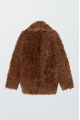 Double-sided curly brown sheepskin coat made of natural sheepskin in OVERSIZE style