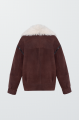 Chocolate-colored sheepskin coat made of natural sheepskin