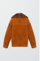 Red sheepskin coat made of natural sheepskin