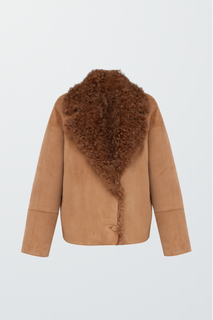 Brown suede sheepskin coat
