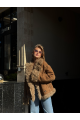 Reversible suede sheepskin coat in camel color