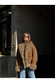 Reversible suede sheepskin coat in camel color