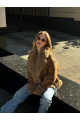 Reversible suede sheepskin coat in camel color