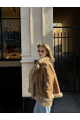 Reversible suede sheepskin coat in camel color