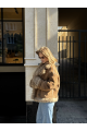 Reversible suede sheepskin coat in camel color