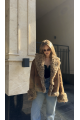 Reversible suede sheepskin coat in camel color