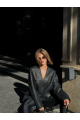 Black woven leather jacket