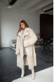 Long double-sided sheepskin coat made of natural sheepskin, white color