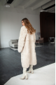 Long double-sided sheepskin coat made of natural sheepskin, white color