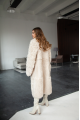 Long double-sided sheepskin coat made of natural sheepskin, white color