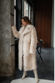 Long double-sided sheepskin coat made of natural sheepskin, white color