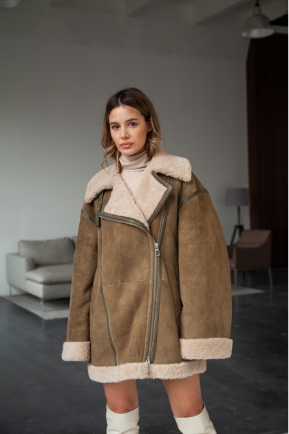 Suede sheepskin coat