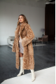 Long double-sided sheepskin coat made of natural sheepskin in brown color