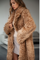 Long double-sided sheepskin coat made of natural sheepskin in brown color