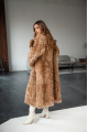 Long double-sided sheepskin coat made of natural sheepskin in brown color