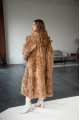 Long double-sided sheepskin coat made of natural sheepskin in brown color