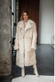 Long double-sided sheepskin coat made of natural sheepskin, white color