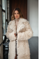 Long double-sided sheepskin coat made of natural sheepskin, white color