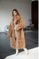 Long double-sided sheepskin coat made of natural sheepskin in brown color