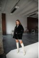 Women's two-sided sheepskin jacket made of natural black colored sheepskin