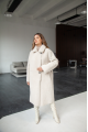 Women's two-sided long white sheepskin coat