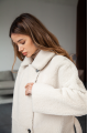 Women's two-sided long white sheepskin coat