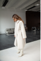 Women's two-sided long white sheepskin coat