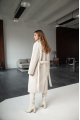 Women's two-sided long white sheepskin coat