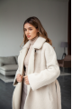 Women's two-sided long white sheepskin coat