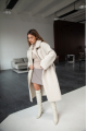 Women's two-sided long white sheepskin coat