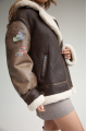 Women's sheepskin coat made of dark chocolate natural sheepskin in VINTAGE style