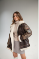 Women's sheepskin coat made of dark chocolate natural sheepskin in VINTAGE style